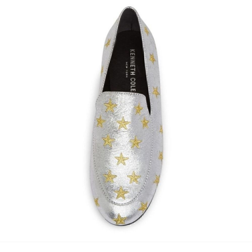 Kenneth Cole Westley Silver and Gold Star Loafers 7M